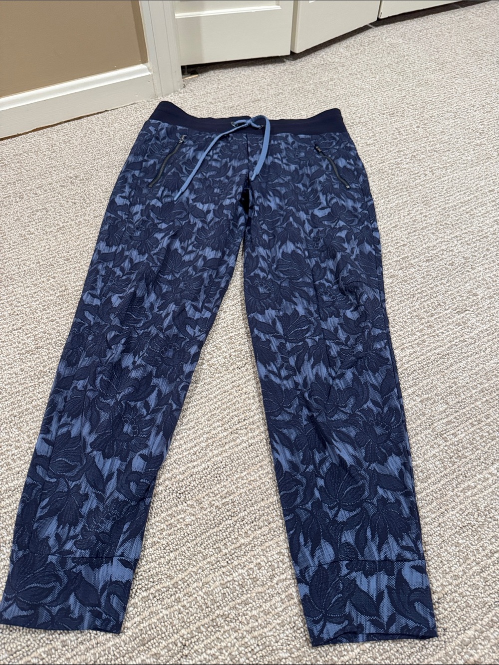 Athleta Navy Floral Print Jogger Pants